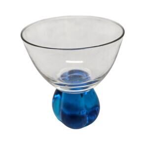 Hand Blown Teal Cordial Dessert Liquor Glass Mid Century Mod